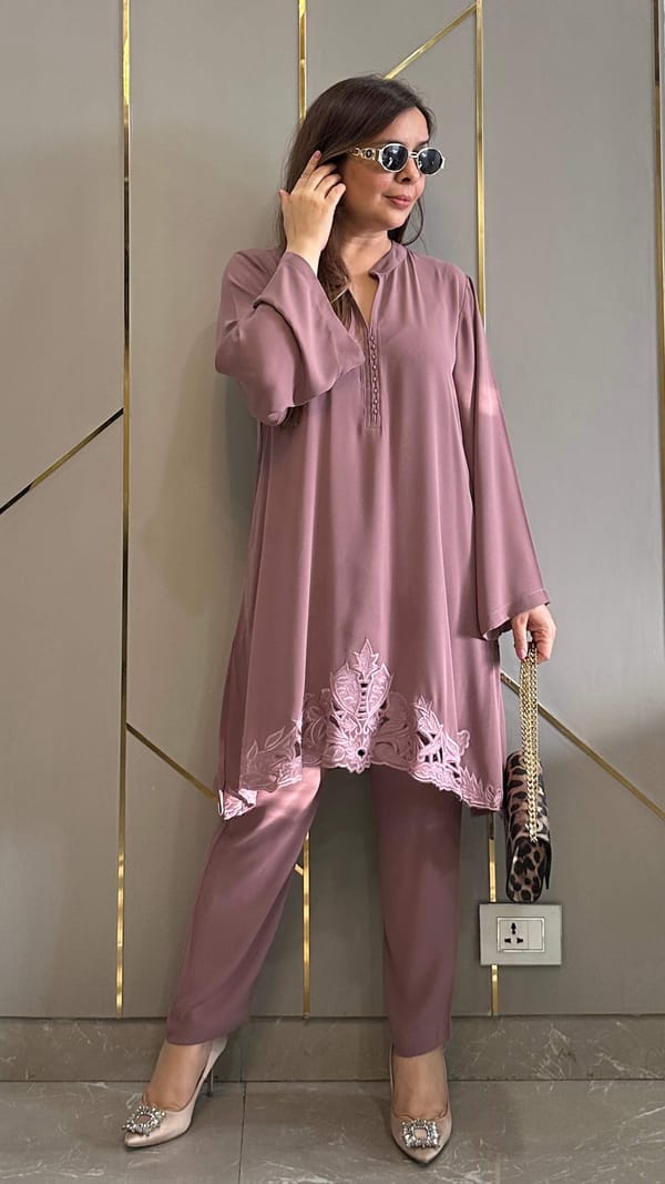 Lilac Georgette Kurta and Pant Co-ord Set — Kylee Fashions