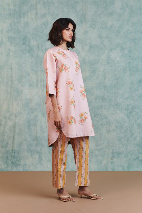 Flora Co-Linen Round Hem Kurta Set — Saphed