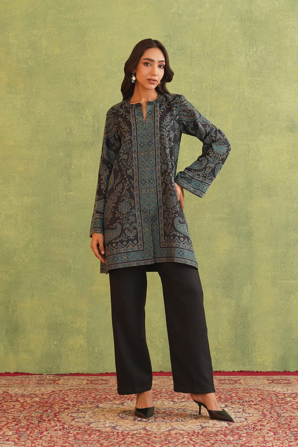 Black/Blue Kaani Kurta and Pant Co-ord Set — INCHING INDIA