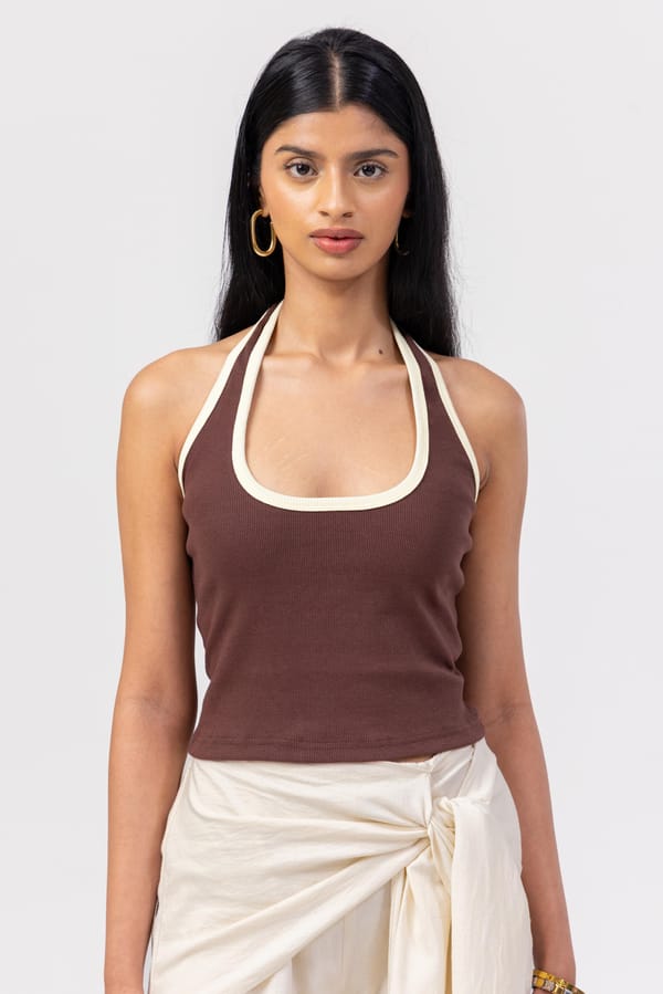 Halter Tank - Brown & Butter — Past Modern