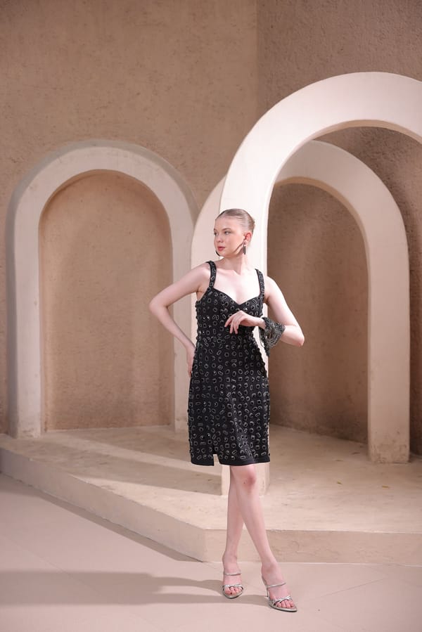 Black Embellished Midi Dress — EDITION II