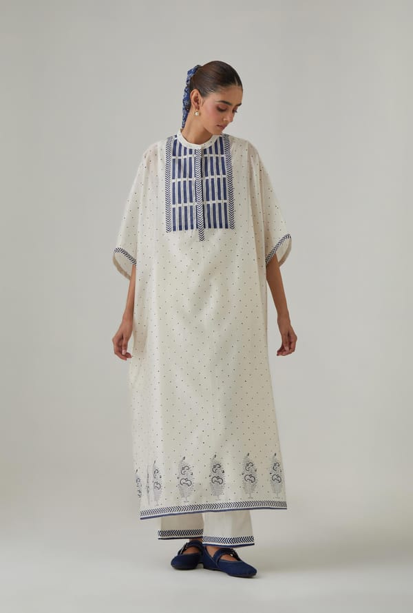 Silk Chanderi Polka Dot Kaftan & Pant — Upavita