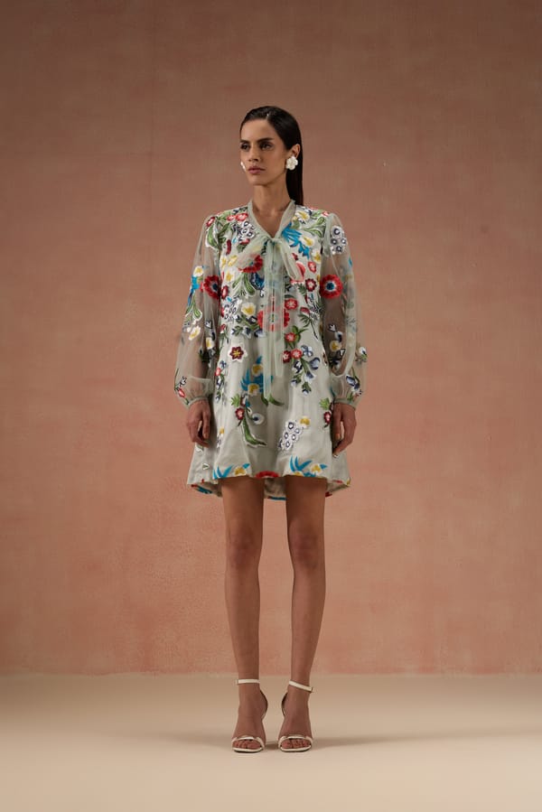 Sage Green Floral Mini Dress — Label IRIS