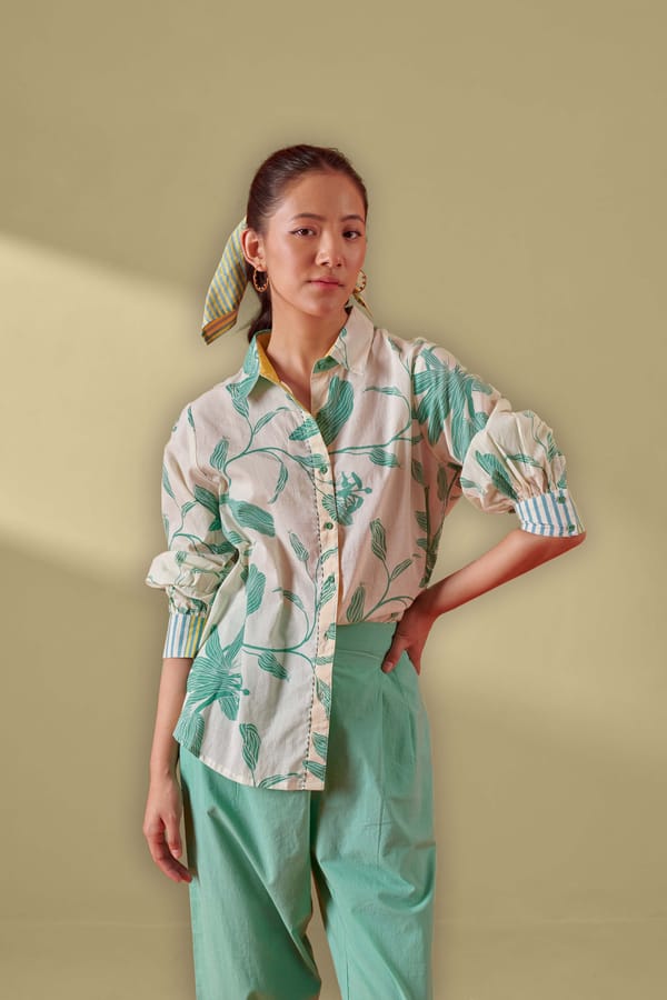 Vivia Creme Floral Relaxed Fit Shirt — Shop Roho