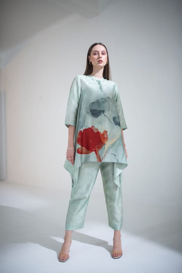 Light Green Short Kaftan Tail Set — CLOS