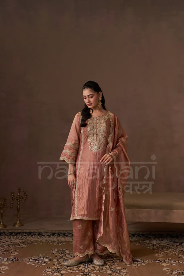 ADAA - Rustic Orange Tissue-Organza Suit Set — NARAYANI VASTRA