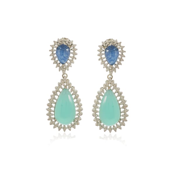 Dual Blue Fall Earrings — Kesya