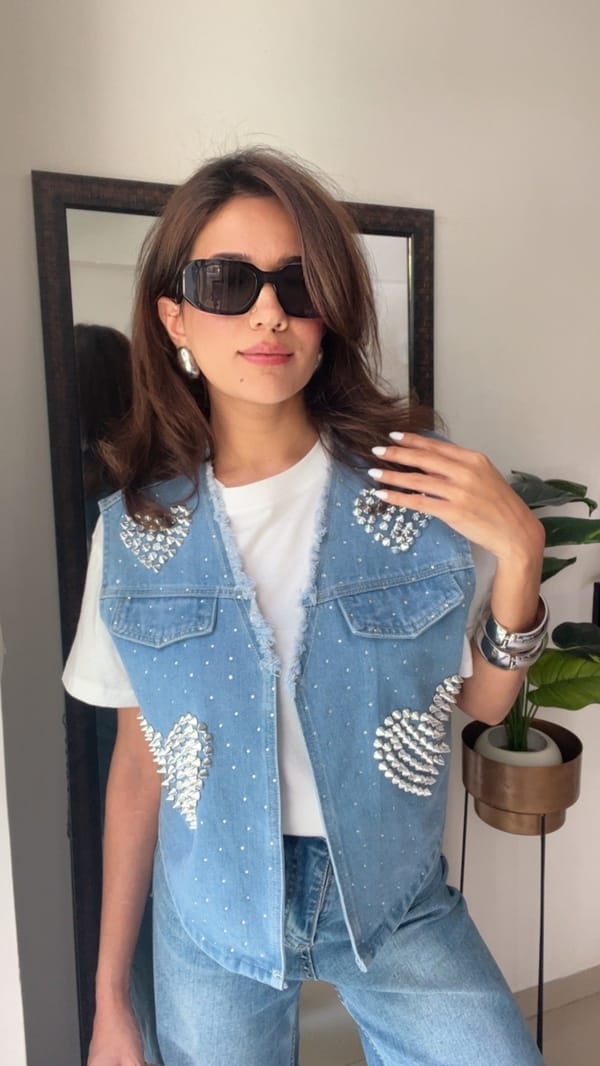 Rivet Heart Denim Gilet — CLOSET AFFAIR
