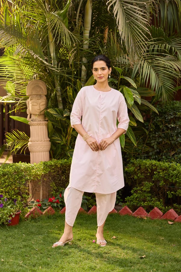 Light Pink Cotton Co-ord Set with Dhoti Pants — Eko Clothing