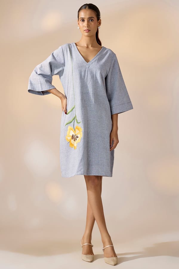 Blue Shift Dress — EWOKE STUDIO