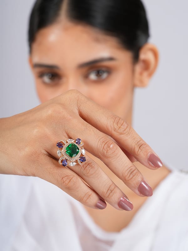 Square Violet Green Ring — Cao Jewellery