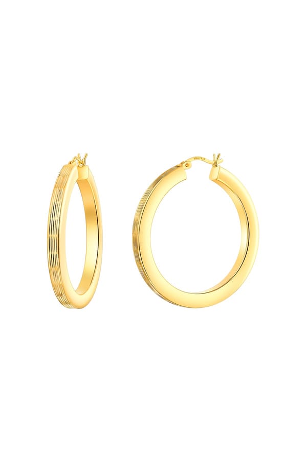 Linear Textured Large Hoop Earrings — Miss Jo