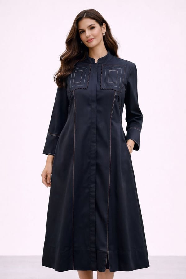 Black Suiting Midi Shirt Dress with Concealed Placket — Our Love