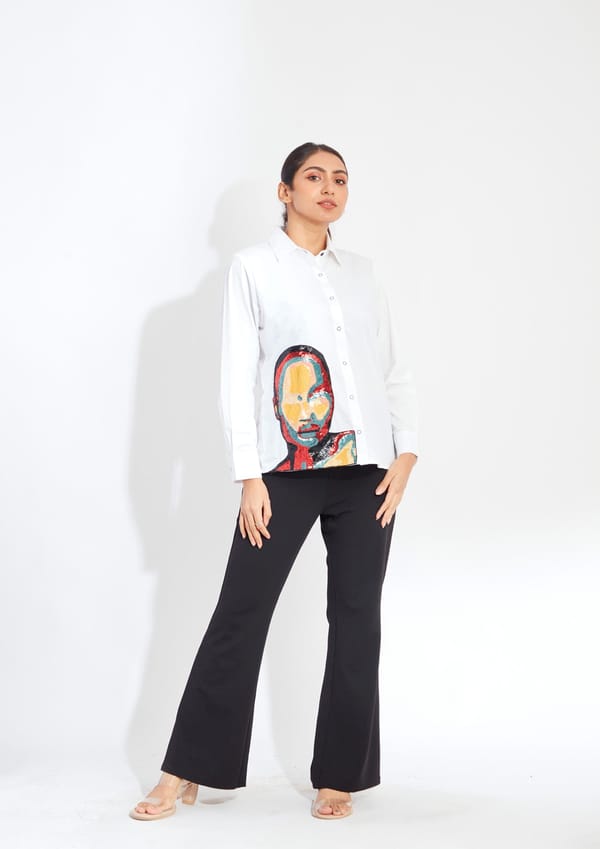 White Comfort Fit Cotton Shirt — Richa Goenka