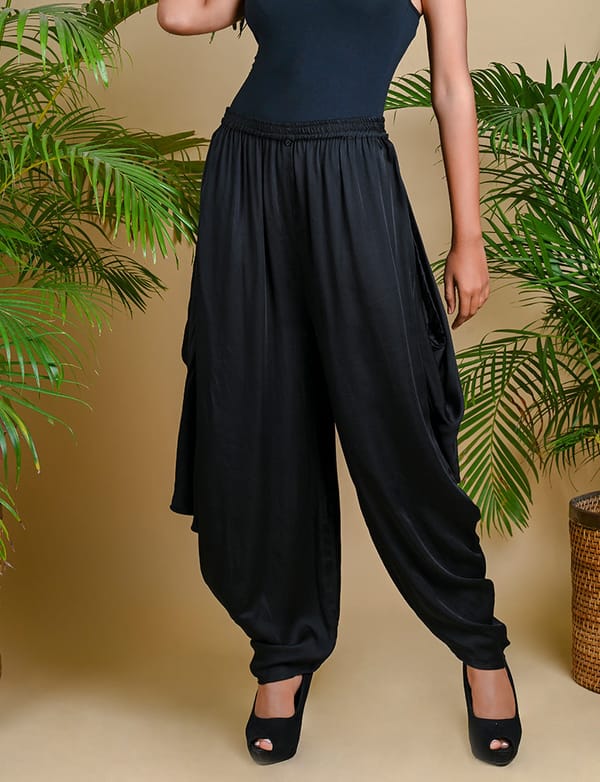 Wrap Button Dhoti-Black — DYELOGUE