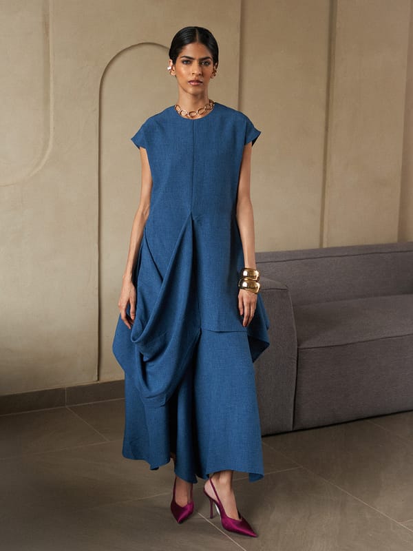 Lazuli Teal Draped Tunic — HOUSE OF FETT