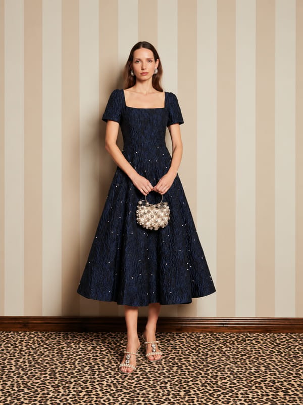 Maison Gem Jacquard Half Sleeves Midi Dress — SISTER JANE