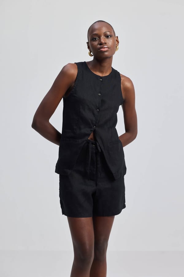 Hemp Vest Jacket in Black — REISTOR