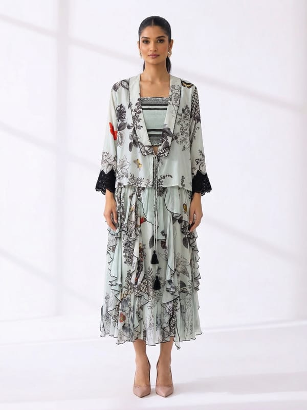 Multicolor Jacket & Skirt — Kavita Bhartia