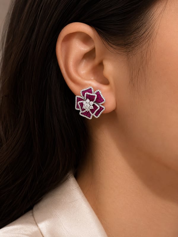 Mosaique Rose Bloom Studs — SilvPop Jewels