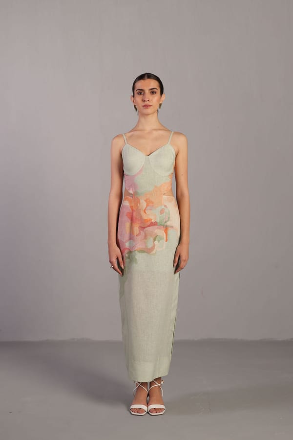 Diffuse Soft Pink & Green Dress — CLOS