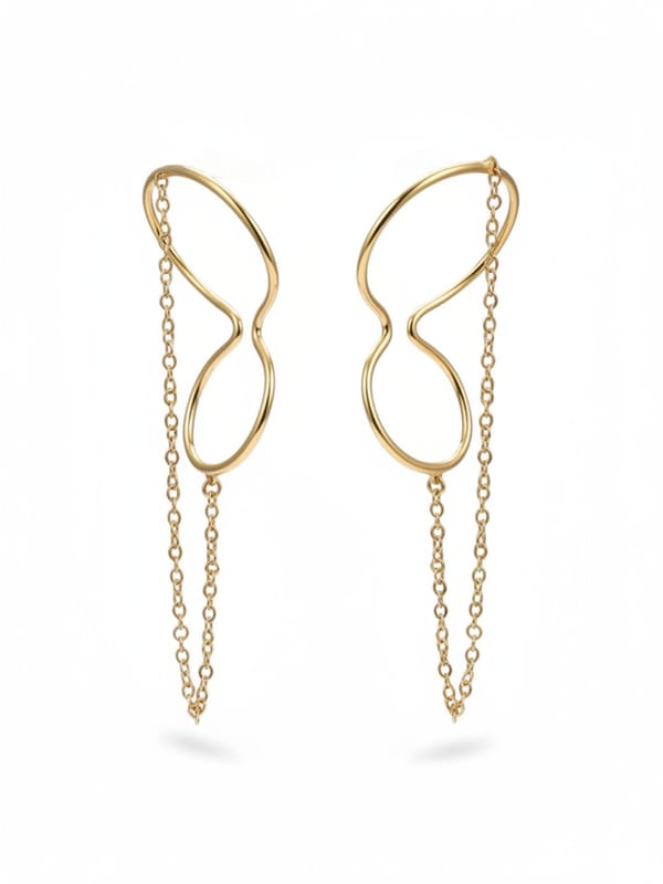 Curve Line Chain Ear Cuff Clip Without Piercing — Cao Jewellery