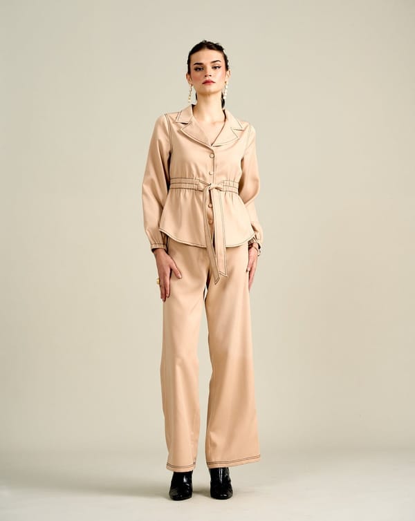 Beige High-Rise Wide-Leg Trousers — Style Island