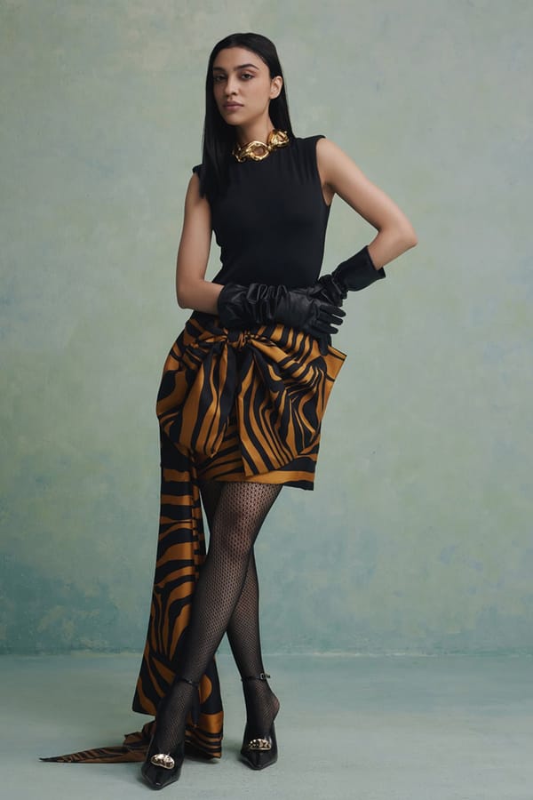 Black and Yellow Animal Print Draped Mini Dress — Zabella