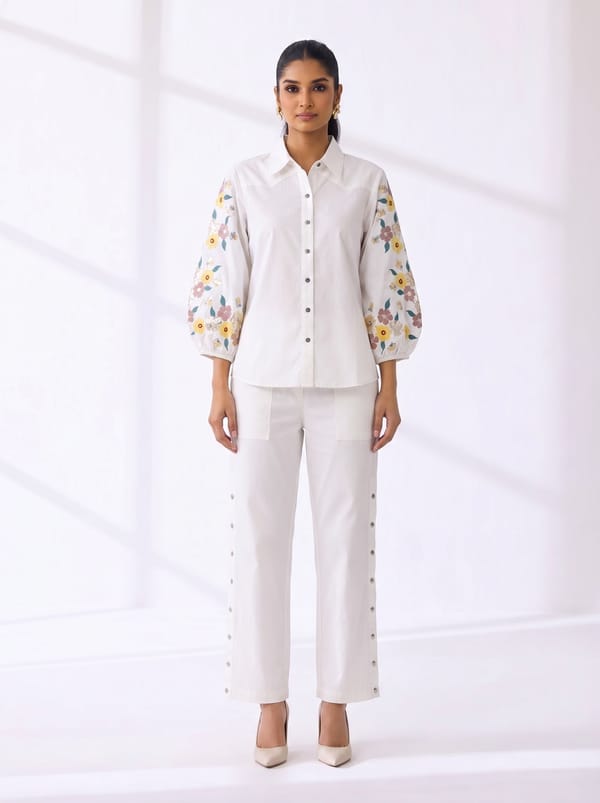 White Cotton Shirt and Wide-Leg Pants Co-ord Set — RUCHIKA MALLIKA LABEL