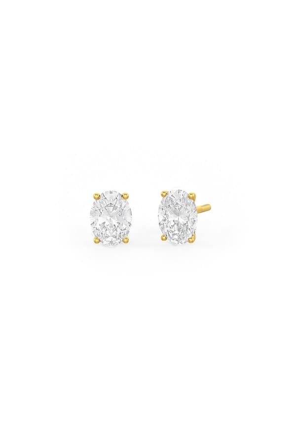 Oval Shaped Solitaire Stud Earrings — Miss Jo