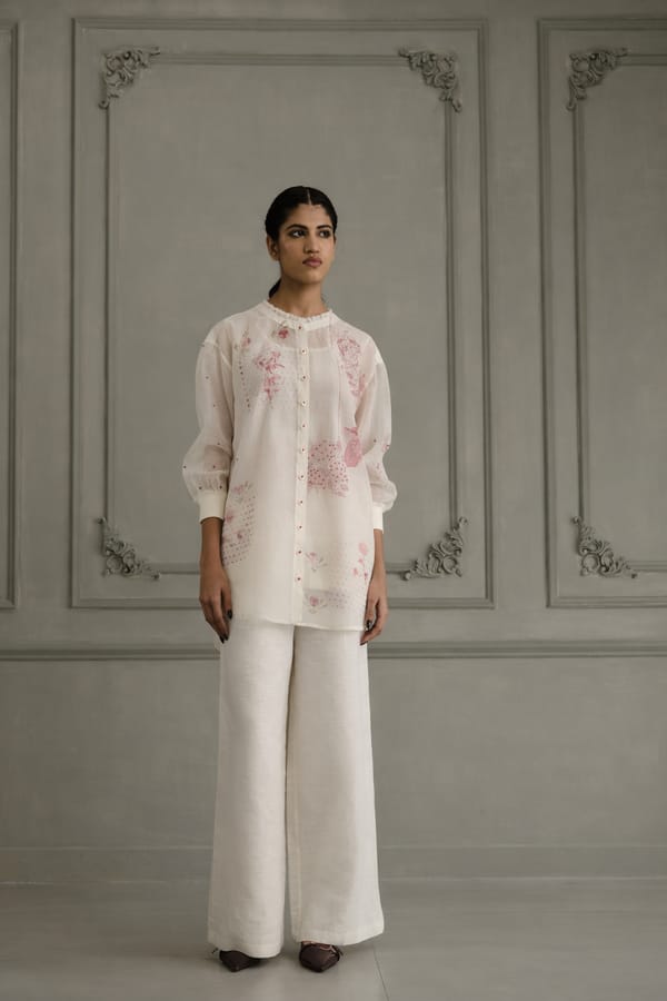 Shirt In Mul Chanderi With Embroidery And Pants — Arcvsh Pallavi Singh