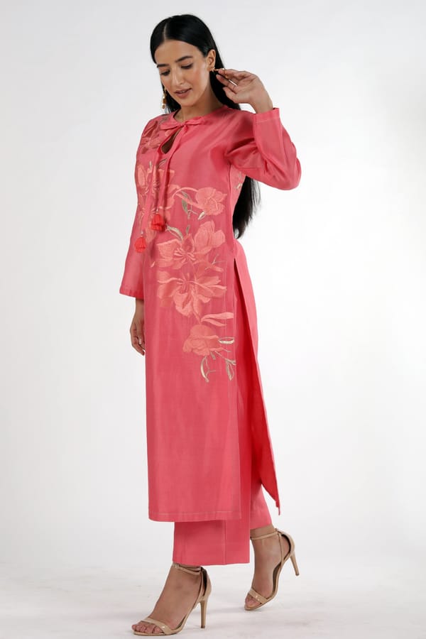 Siya - Neck Tie-up Kurta Set — Madder Much