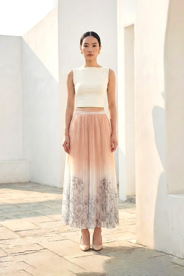 Peach Ombré Pleated Skirt — Love Kiki
