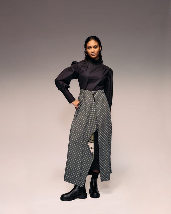 Olive Print Reversible Flap Skirt — Kritika Murarka
