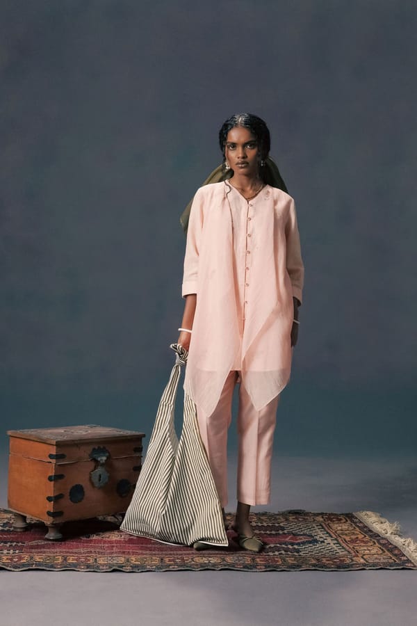 Old Rose Double Layer Shirt Straight Pants — Arcvsh Pallavi Singh