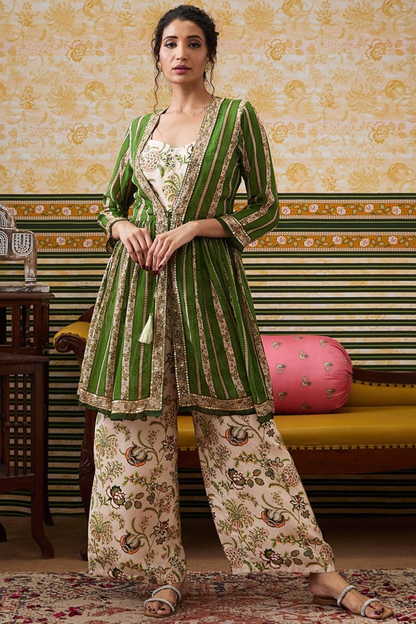 Mehr Printed Jumpsuit With Embellished Top — SOUP by Sougat Paul