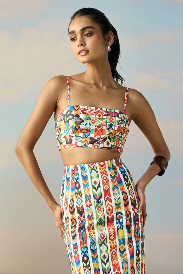 Ikat Stripe Back Tie Bandeau — Dash and Dot
