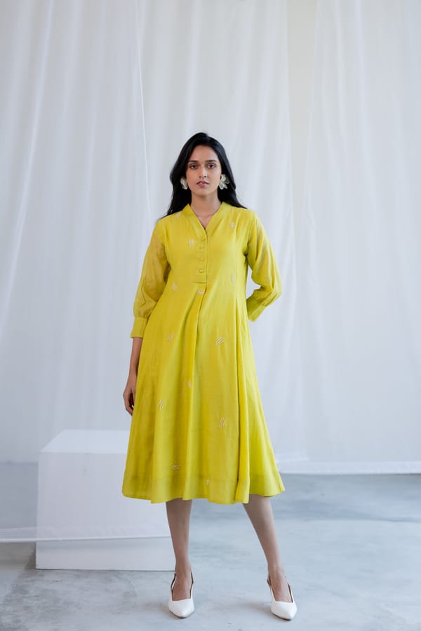 Breezy Lime Dewdrop Dress — Silai studio