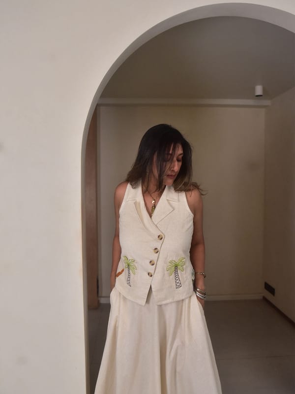 Amara Applique Vest — Why So Blue