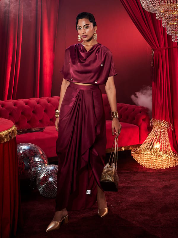 Amoura Satin Draped Skirt — HOUSE OF FETT