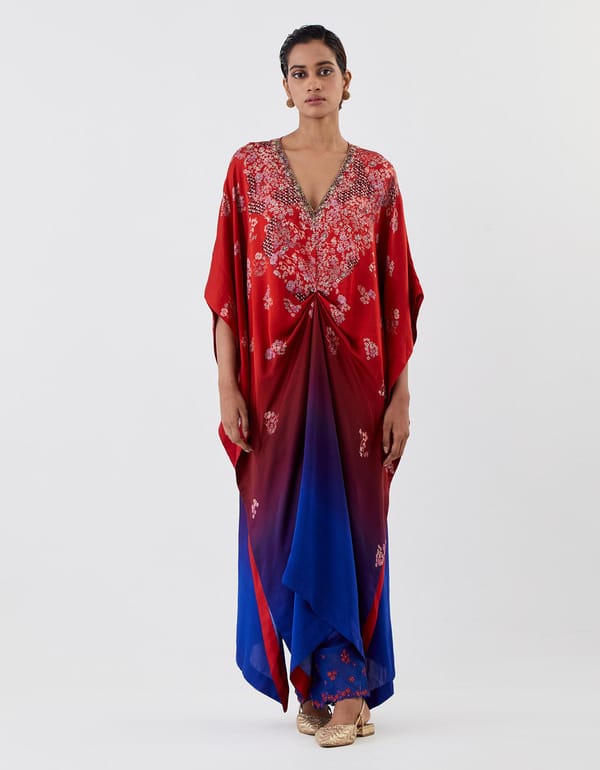Ombre Drape Kaftan with Pants — Kavita Bhartia