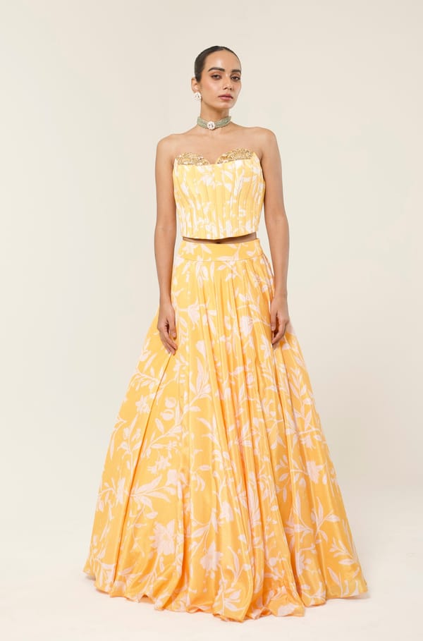 Golden Hour Corset Lehenga Set — LIBAS CAFE