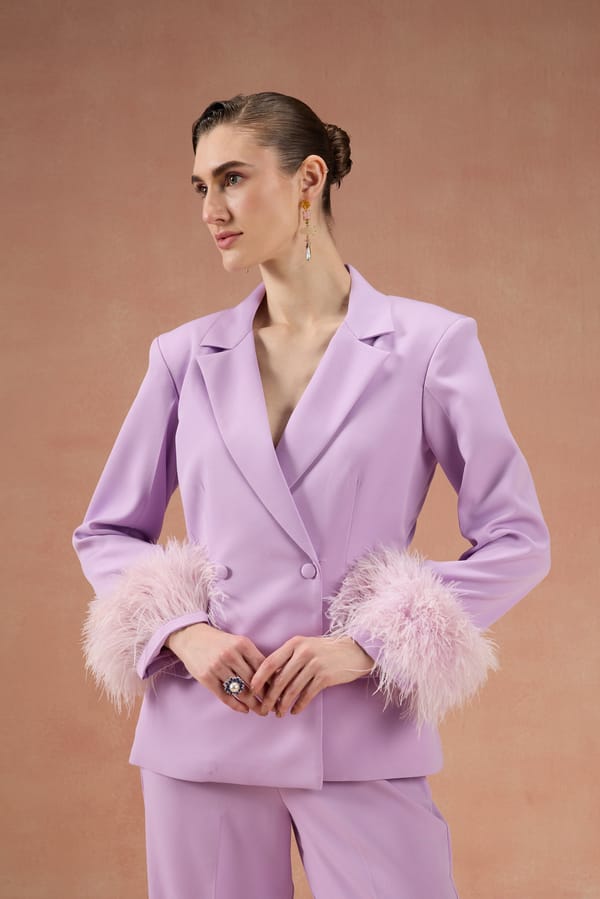 Lilac Feather Blazer Set — Label IRIS