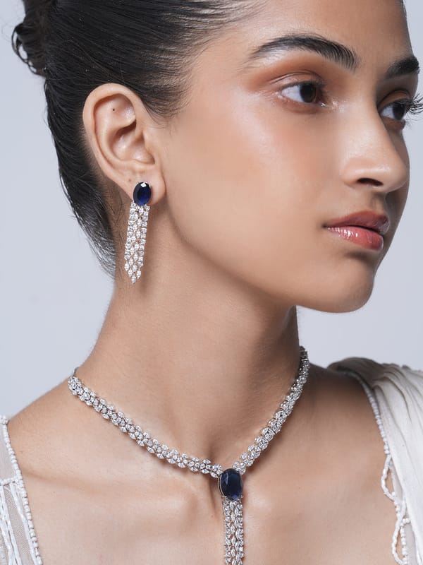 Dark Blue AD Necklace — Cao Jewellery