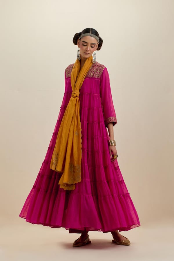 Cotton Chanderi Kurta Set with Embroidery — Upavita