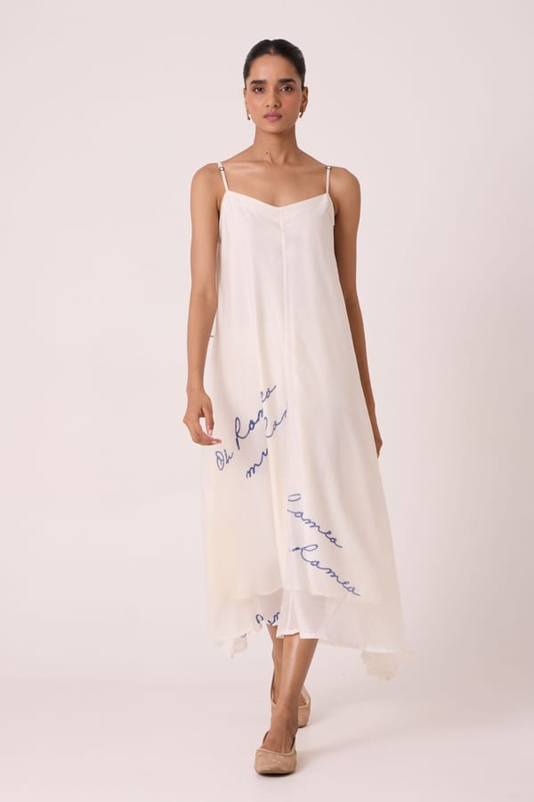 Jane White Hand Printed Dress — The Summer House