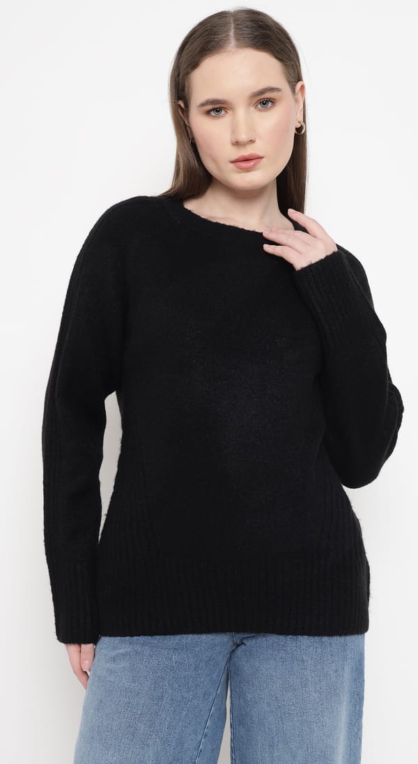 Black Crewneck Pullover Sweater — SILVIAN HEACH