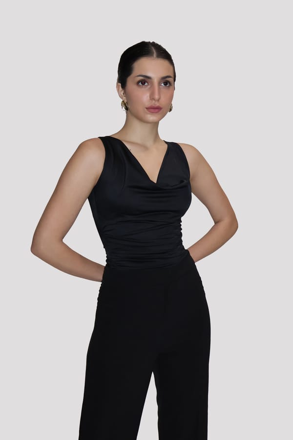 Black Cowl Neck Bodysuit - Prism Bodysuit (Onyx) — Select Staples