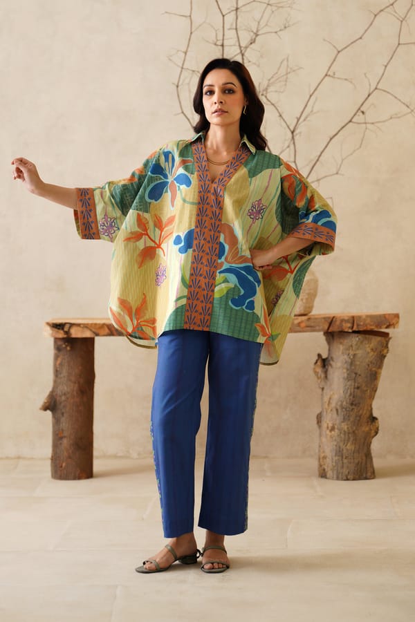 Multi Print Cotton Flex Co-ord Set with Wide-Leg Pants — NEETIKA CHOPRA