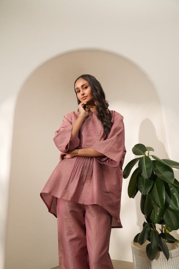 Pink Metallic Shimmer Oversized Boxy Top — Cloth Haus